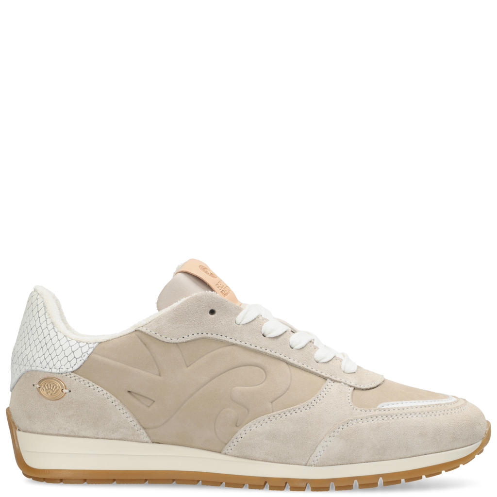 Beige dames Fred de la Bretoniere VLORA Sign leren sneakers met veters