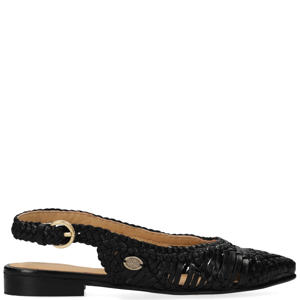 leren slingback loafers zwart