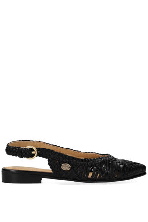leren slingback loafers zwart