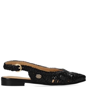 leren slingback loafers zwart