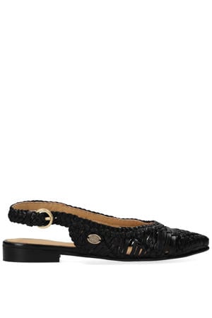 leren slingback loafers zwart