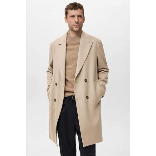 Mango Man manteljas met wol beige afbeelding