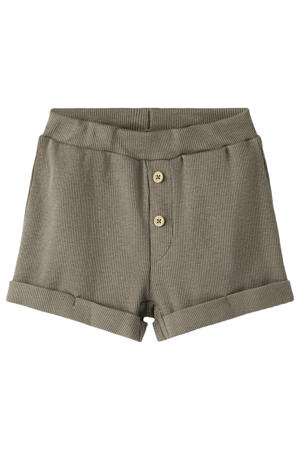regular waist casual short bruin met textuur