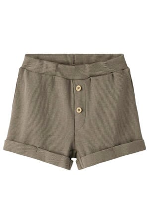 regular waist casual short bruin met textuur