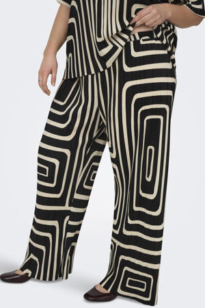 wide leg high waist casual broek zwart