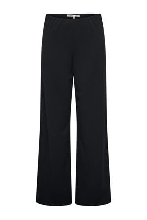 wide leg regular waist casual broek zwart