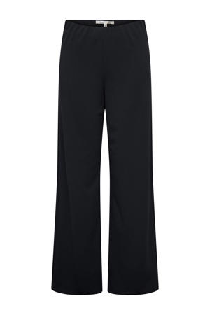wide leg regular waist casual broek zwart