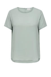 thumbnail: Lichtgroene dames ONLY CARMAKOMA top van polyester met korte mouwen, ronde hals en geweven detail