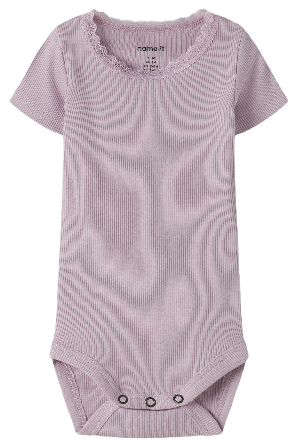NAME IT BABY romper roze rib gebreid