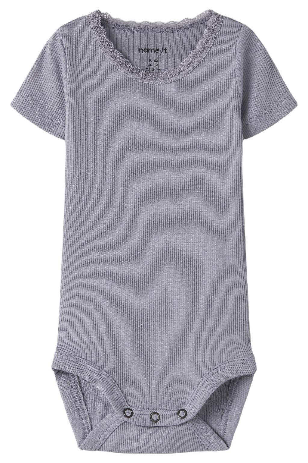NAME IT BABY romper paars rib gebreid