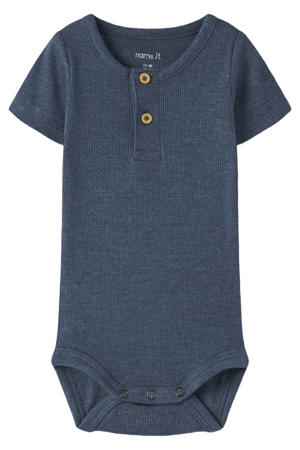 romper rib gebreid donkerblauw