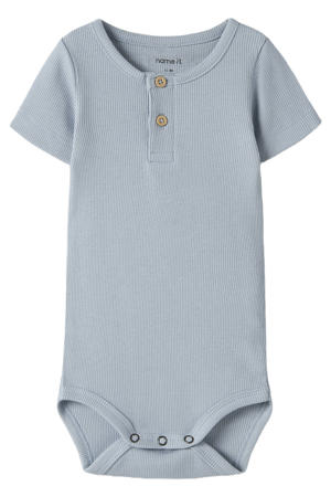 romper blauw rib gebreid
