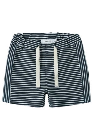 regular gestreepte casual short donkerblauw