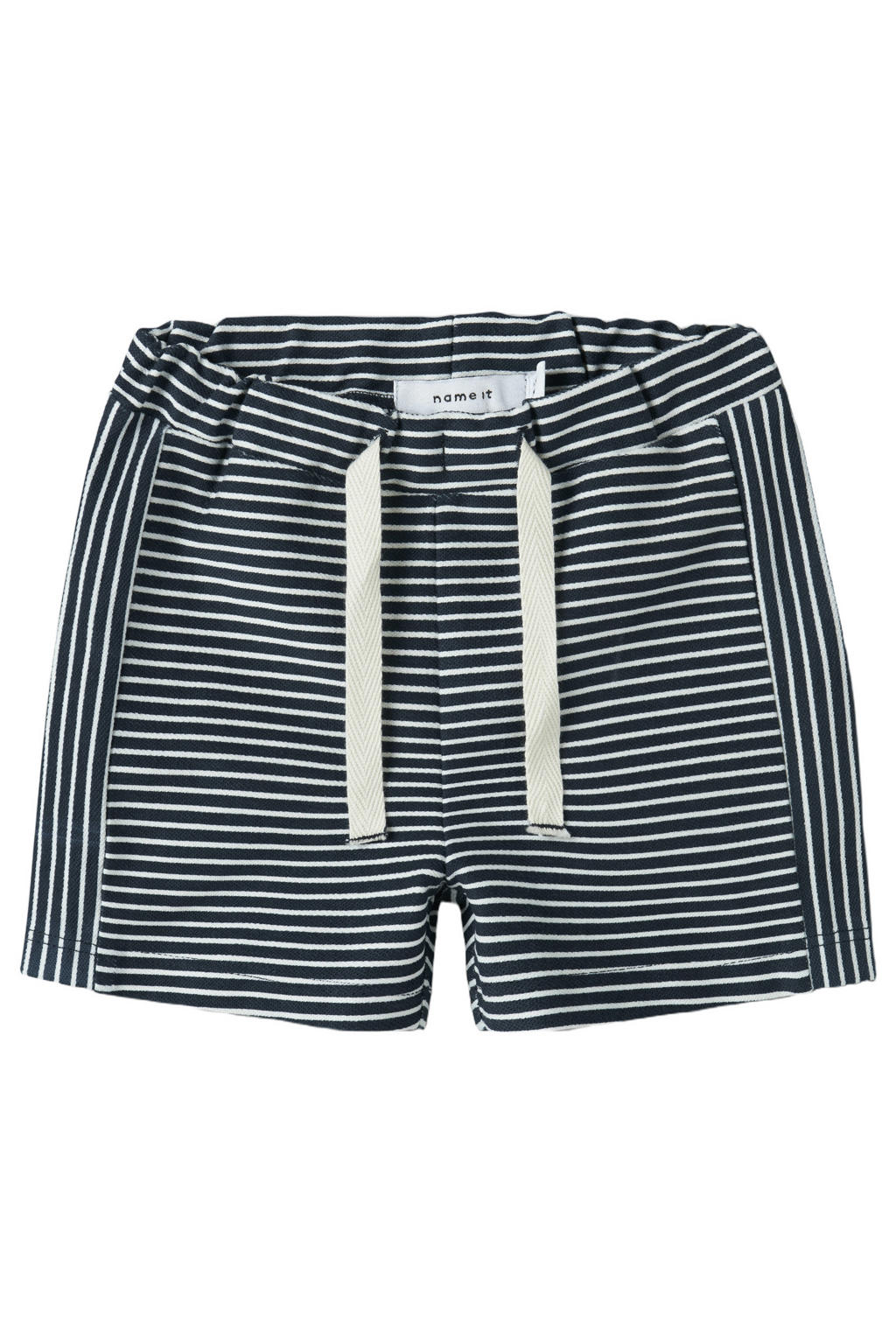 Donkerblauw en witte jongens NAME IT BABY regular gestreepte casual short van stretchkatoen met elastische tailleband met koord