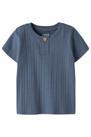 T-shirt donkerblauw fijn gebreid