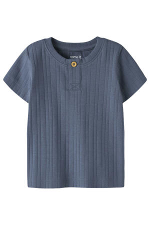 T-shirt donkerblauw fijn gebreid