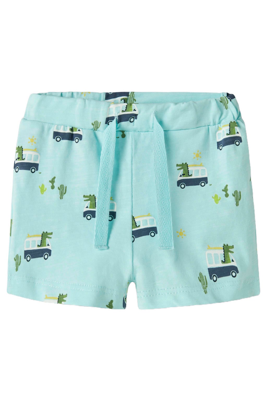 Blauwe jongens NAME IT BABY regular casual short van stretchkatoen met elastische tailleband met koord