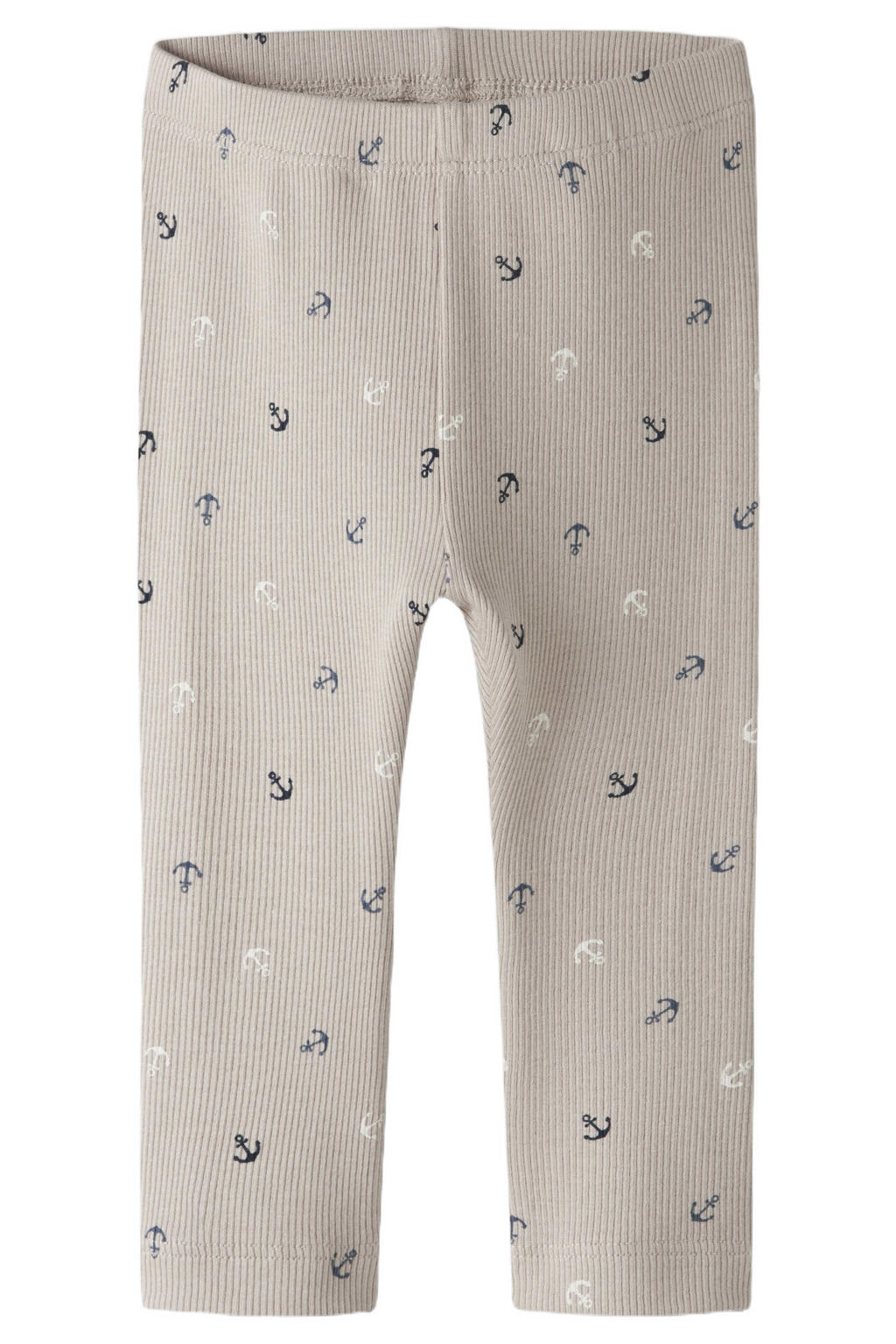 Beige jongens NAME IT BABY regular legging gebreid van stretchkatoen met elastische tailleband