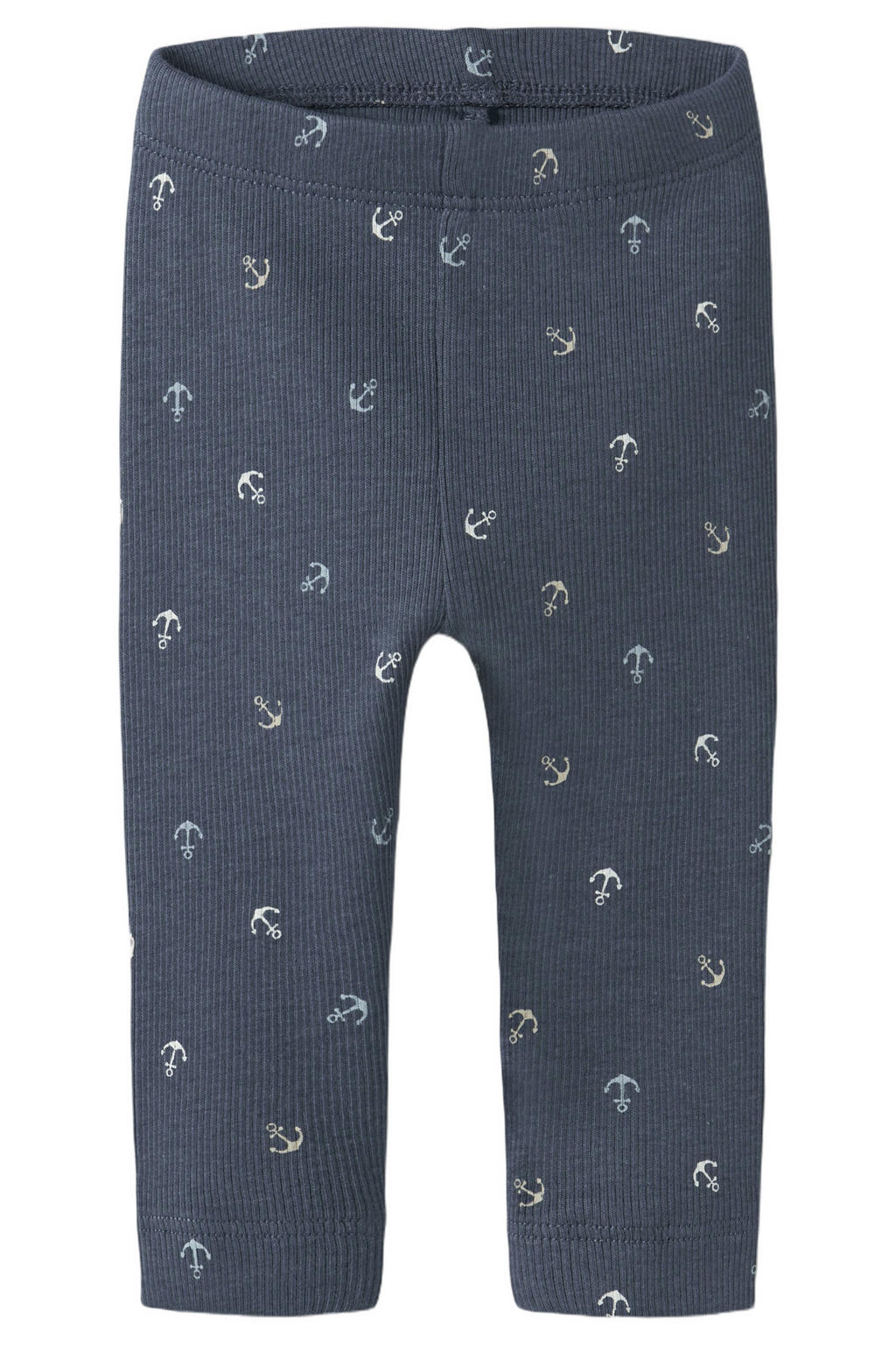 Donkerblauwe jongens NAME IT BABY regular legging gebreid van stretchkatoen met elastische tailleband