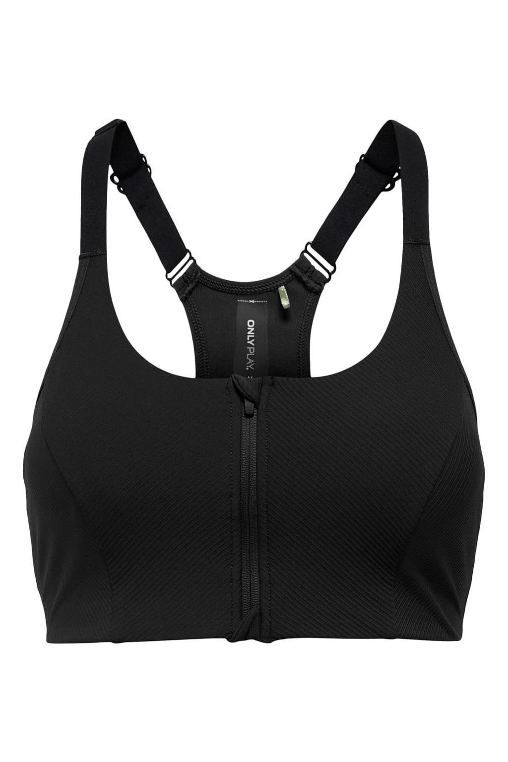 ONLY PLAY CURVY Plus Size level 3 sportbh ONPJANA met voorsluiting zwart