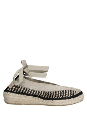 PALMA Kimono leren espadrilles zwart/beige