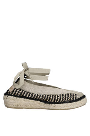 PALMA Kimono leren espadrilles zwart/beige