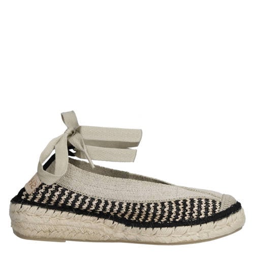 Shabbies Amsterdam PALMA Kimono leren espadrilles zwart/beige