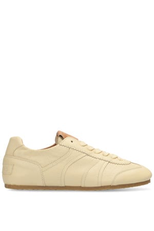 Ciska Base leren sneakers lichtgeel