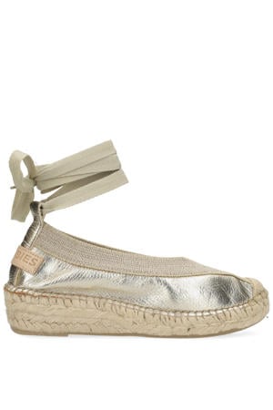 leren espadrilles goud