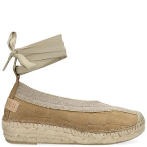 leren espadrilles met crocoprint zand