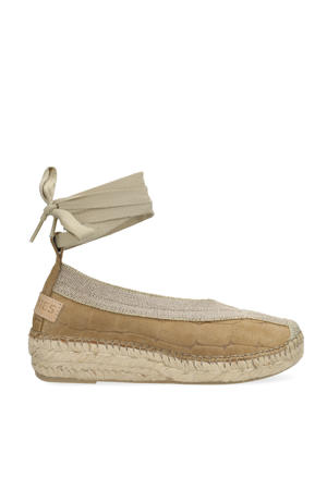 leren espadrilles met crocoprint zand