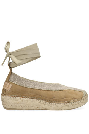 leren espadrilles met crocoprint zand