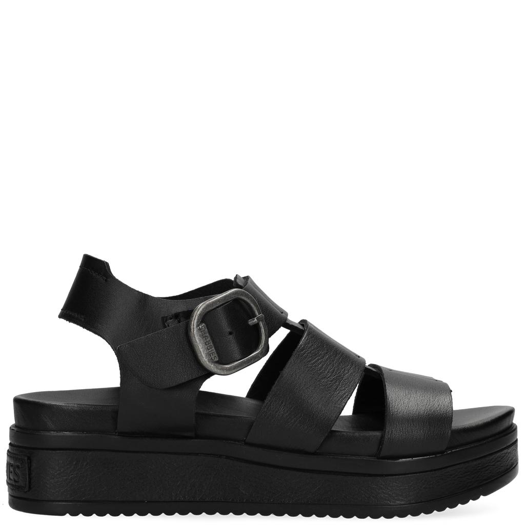 Zwarte dames Shabbies Amsterdam leren sandalen