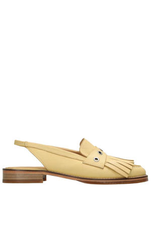 leren slingback loafers lichtgeel