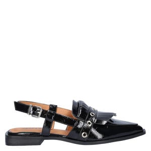 lak slingback loafers zwart