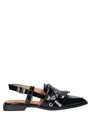 lak slingback loafers zwart