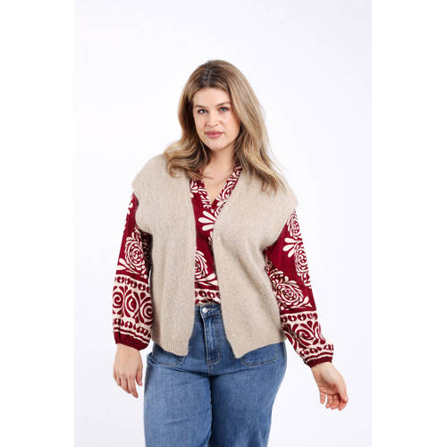 Paprika gebreid vest beige afbeelding