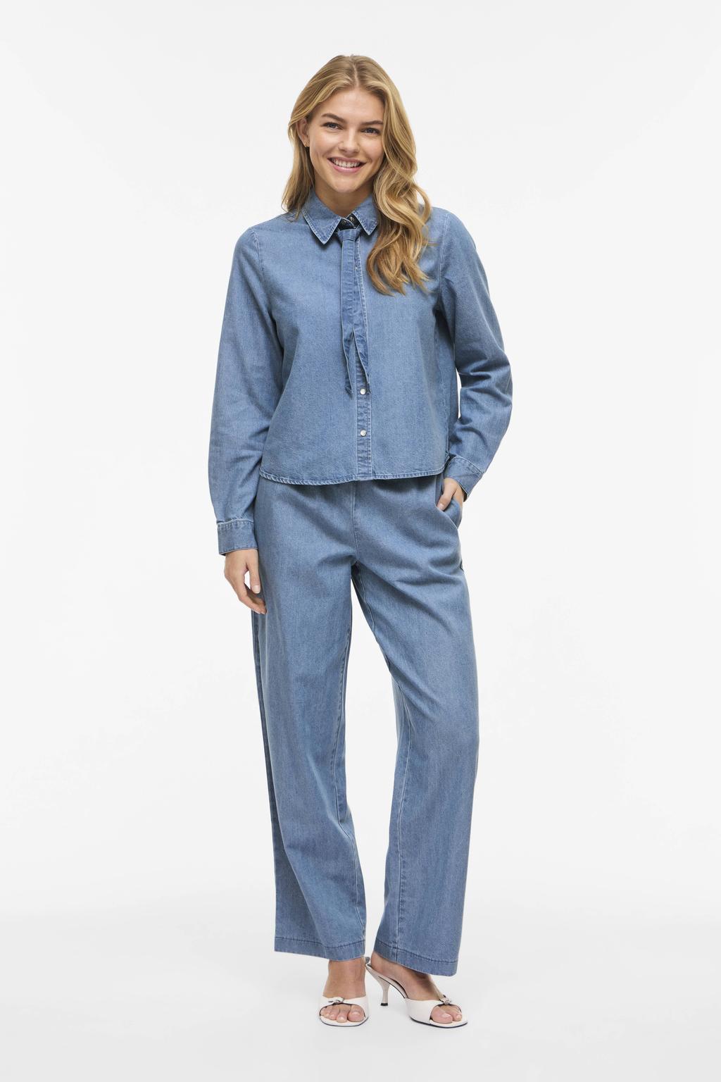 VILA denim blouse blauw
