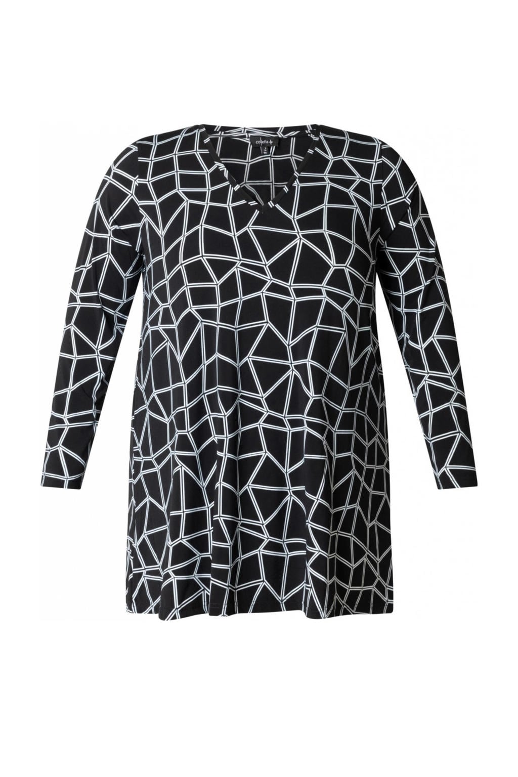 dames Colletta top van polyester met lange mouwen en V-hals