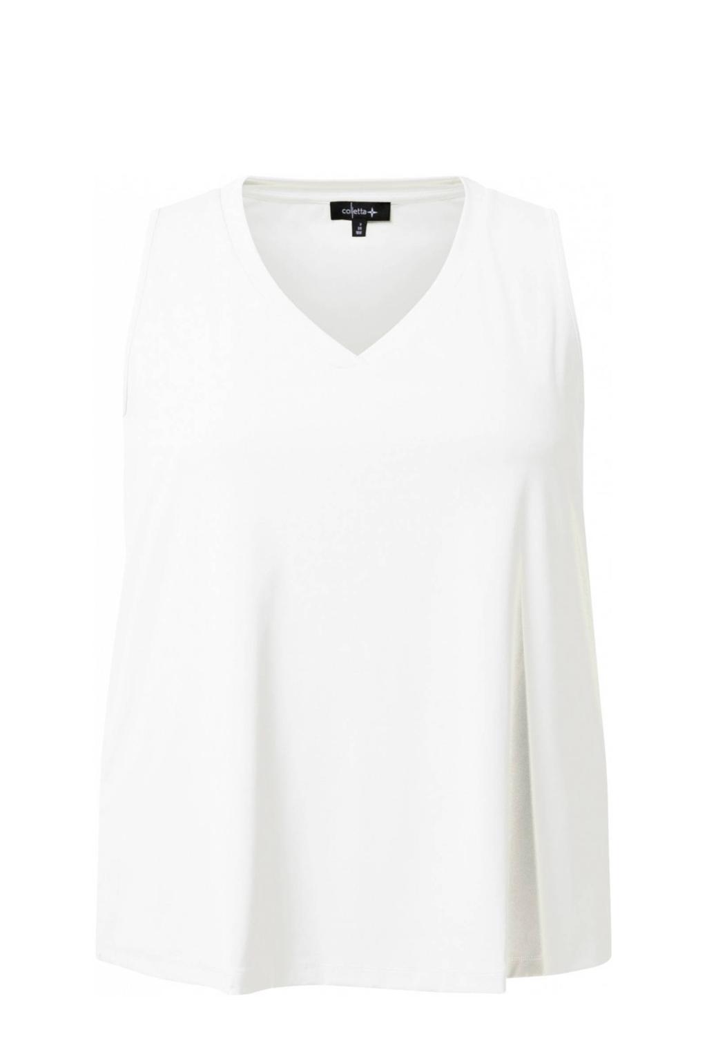 Witte dames Colletta top van polyamide met effen en V-hals