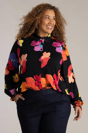 gebloemde blouse zwart