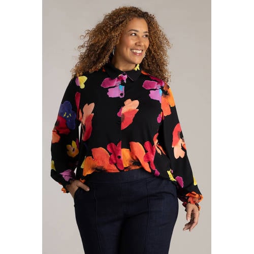 Colletta gebloemde blouse zwart afbeelding