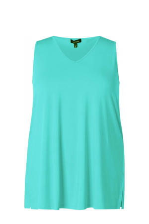 mouwloze top turquoise