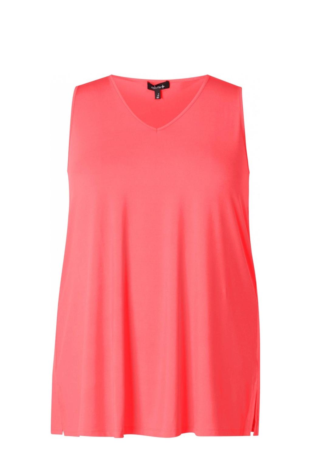 Rode dames Colletta mouwloze top van polyester met effen en V-hals