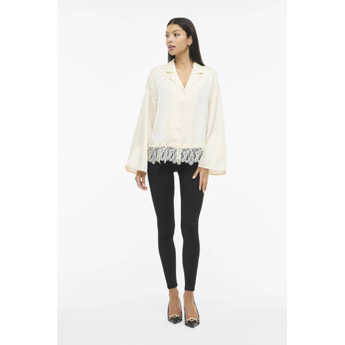 VILA blouse met kant ecru afbeelding