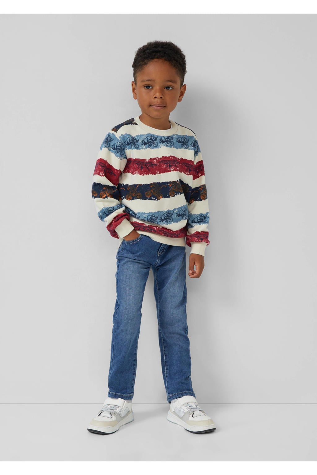 Medium blue denim jongens s.Oliver regular fit jeans van denim met slim fit en effen