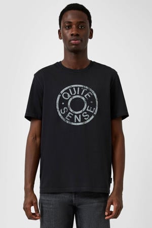 regular T-shirt zwart