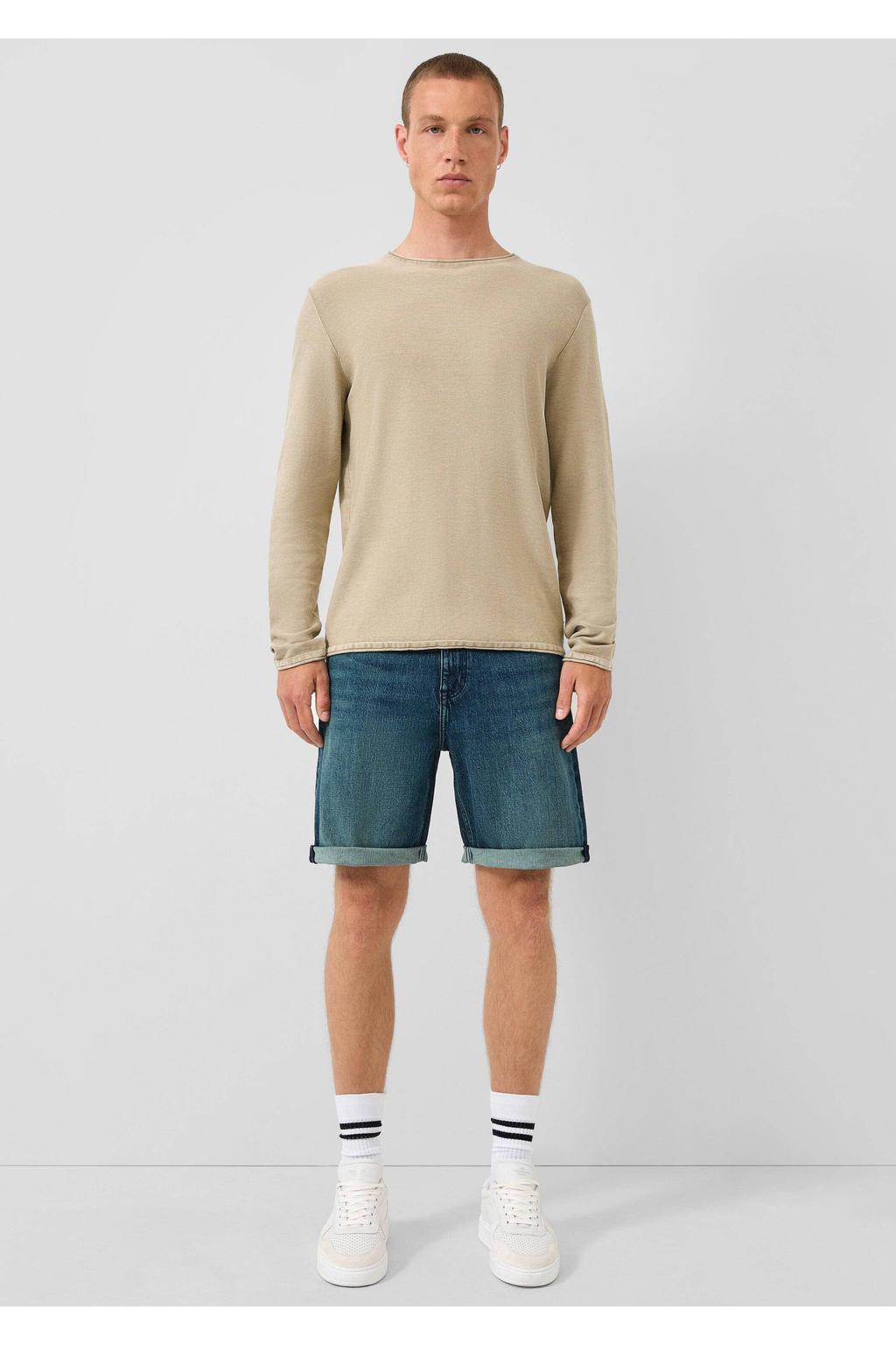 QS denim regular short donkerblauw