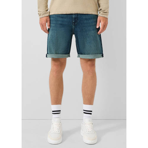 QS denim regular short donkerblauw afbeelding