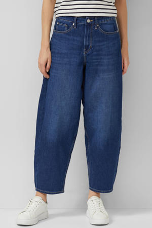 high waist barrel jeans dark blue denim